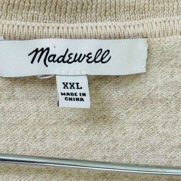 Madewell XXL Polo Sweater Merino Wool Heather Oatmeal Long Sleeve Pullover - Picture 2 of 6